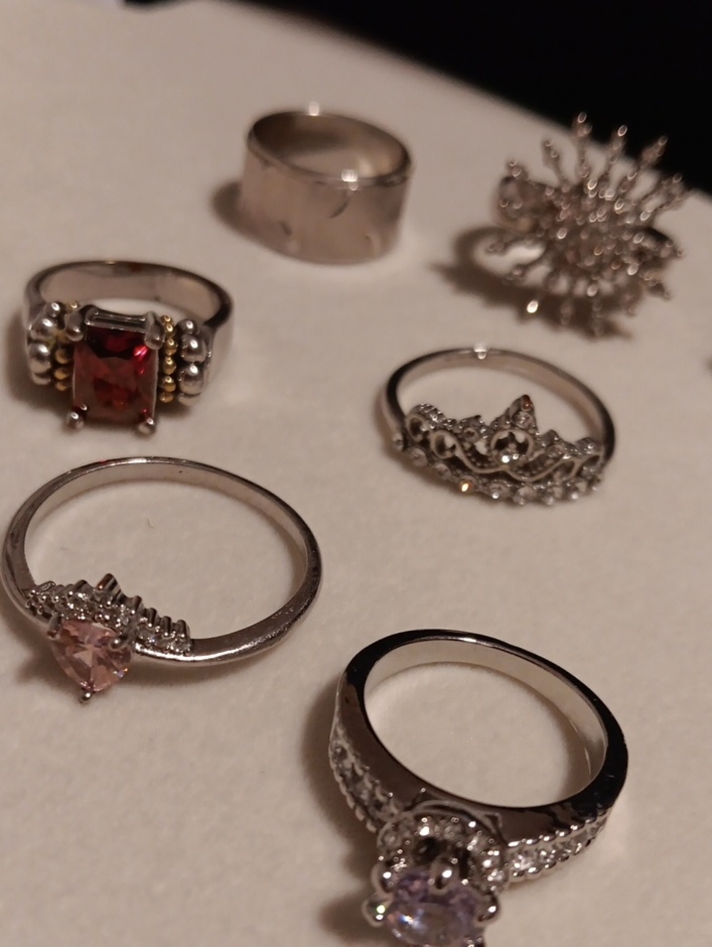 10 Silver Tone Rings - Picture 2 of 9